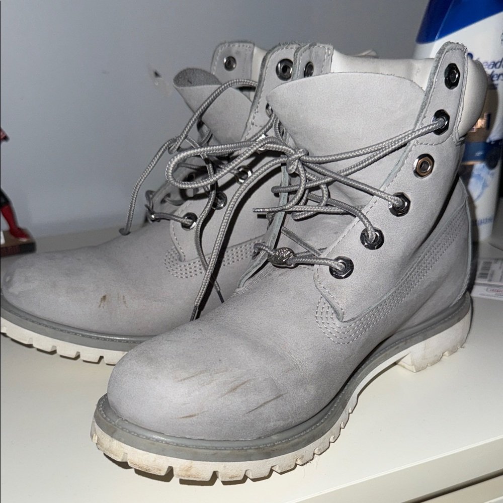 Gray Timberland Lace-Up Ankle Boots